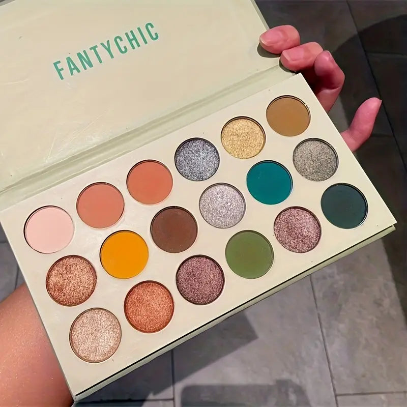 18 Colors Avocado Eyeshadow Palette, Green Cyan Color Matte Pearly Natural Finish Refreshing Eyeshadow Palette