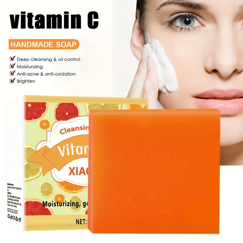 1/2/3pcs 3.53oz Vitamin C Handmade Soap, Natural Orange Vitamin C Handmade Soap, Handmade Soap, Natural Organic Soap With Vitamin C, Orange Soap Bar For Dark Spots