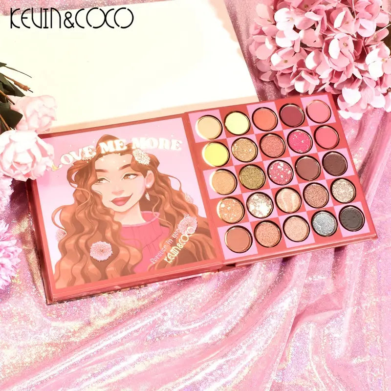 Anime Style 59 Color Eyeshadow Palette, 3 Layer Pages Turning Eyeshadow , Pearly & Matte Finish, Blush Highlighter And Contouring 3 In 1 Fluorescent Brightening Eyeshadow Powder