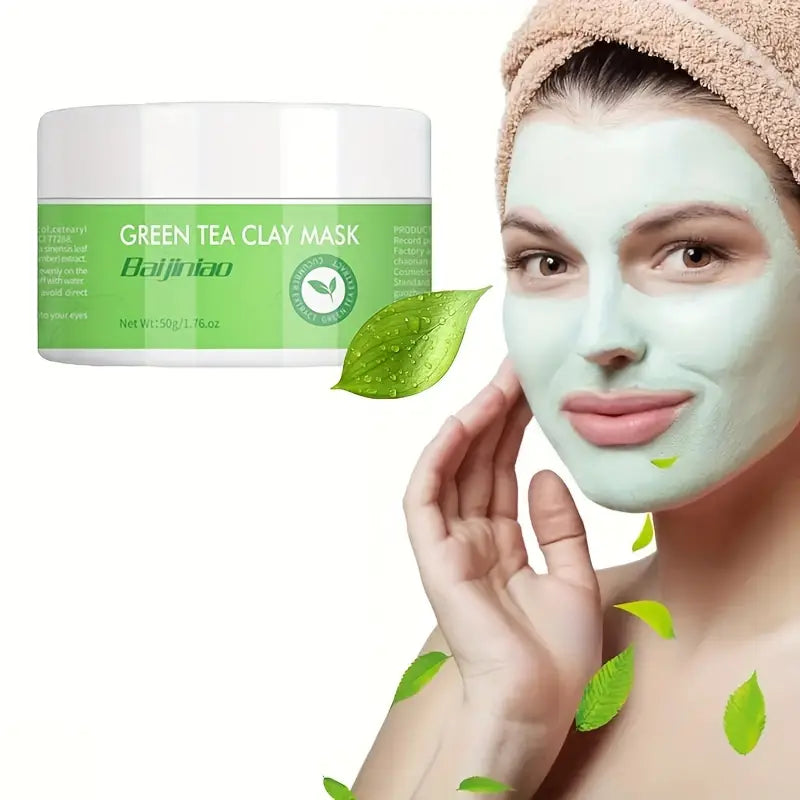 1.76oz Green Tea Mud Mask For Face - Gentle Cleansing, Oil Control, Acne Cover, Blackheads, And Moisturizing - Suitable For All Skin Types