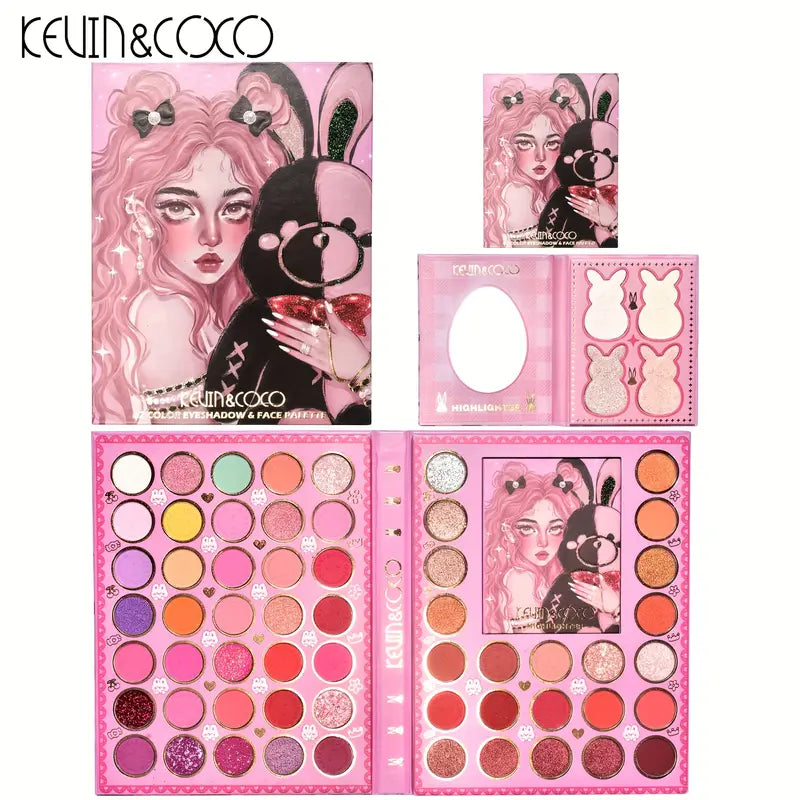 62 Colors Eyeshadow Palette Pink Rabbit Packing Bright Color Long Lasting Coloring Eyeshadow Delicate Highlight Brightening Skin Tone Makeup Palette
