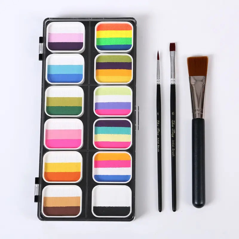12 Colors Rainbow Strip Palette Body Painting Pigment, Washable Stage Makeup Painting Paste