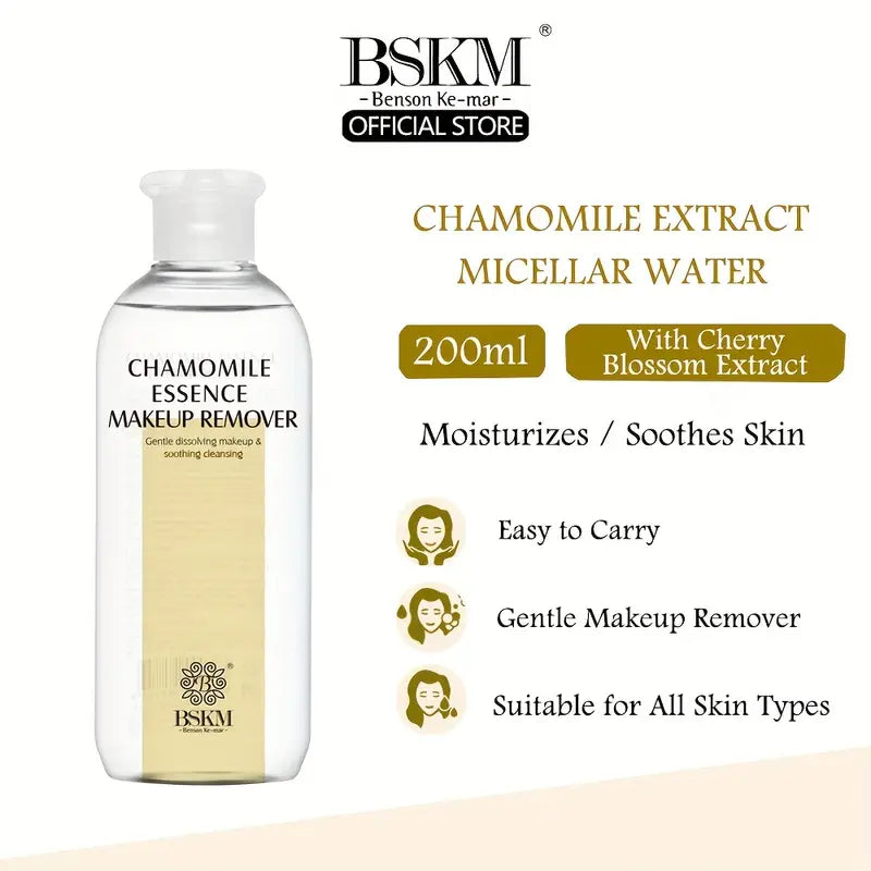 Chamomile Essence Makeup Remover Liquid Micellar Water For All Skin Types, Cleanser And Makeup Remover Liquid, Mild And Non-irritating (6.8fl Oz/6.76oz)