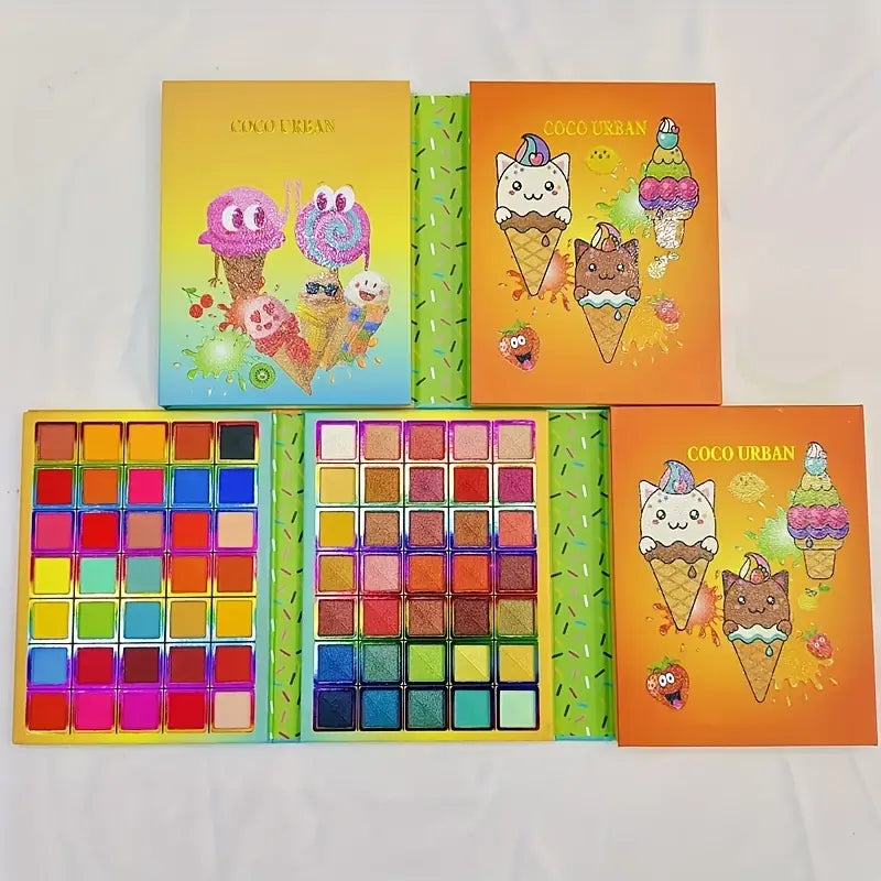 Cute Anime Ice Cream Eyeshadow Palette - 117 Colors, 4 Layers, Perfect for Daily and Party Makeup, Halloween and Festival Looks for Women