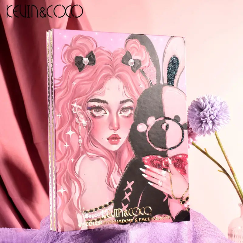 62 Colors Eyeshadow Palette Pink Rabbit Packing Bright Color Long Lasting Coloring Eyeshadow Delicate Highlight Brightening Skin Tone Makeup Palette