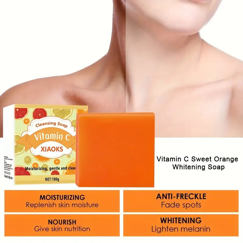 1/2/3pcs 3.53oz Vitamin C Handmade Soap, Natural Orange Vitamin C Handmade Soap, Handmade Soap, Natural Organic Soap With Vitamin C, Orange Soap Bar For Dark Spots