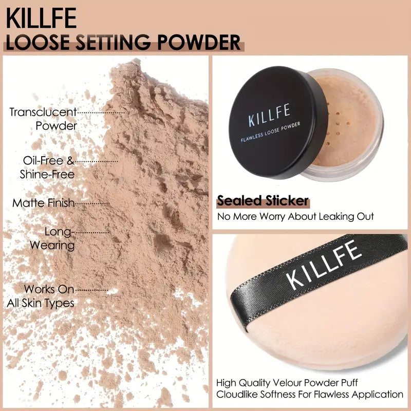 Matte Finish & Long-Lasting Oil Control Loose Face Powder - Lightweight Setting Powder for Shine-Free Foundation Makeup
