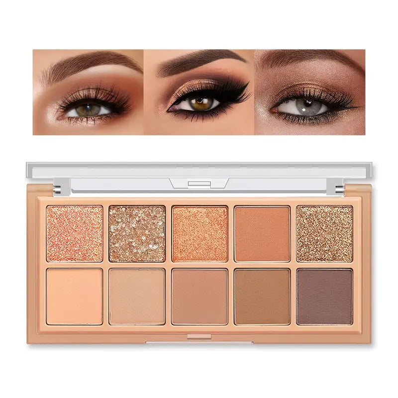 10 Color Eyeshadow Palette - Matte & Shimmer Combination for Natural-Looking, Ultra-Blendable Eye Makeup!