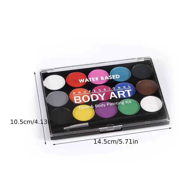 1pc Face & Body Paint, Water Activated SFX Makeup Palette Professional 15 Color Safe Non Toxic Art Painting Kit For Halloween, Cosplay, Parties, Theater & Stage