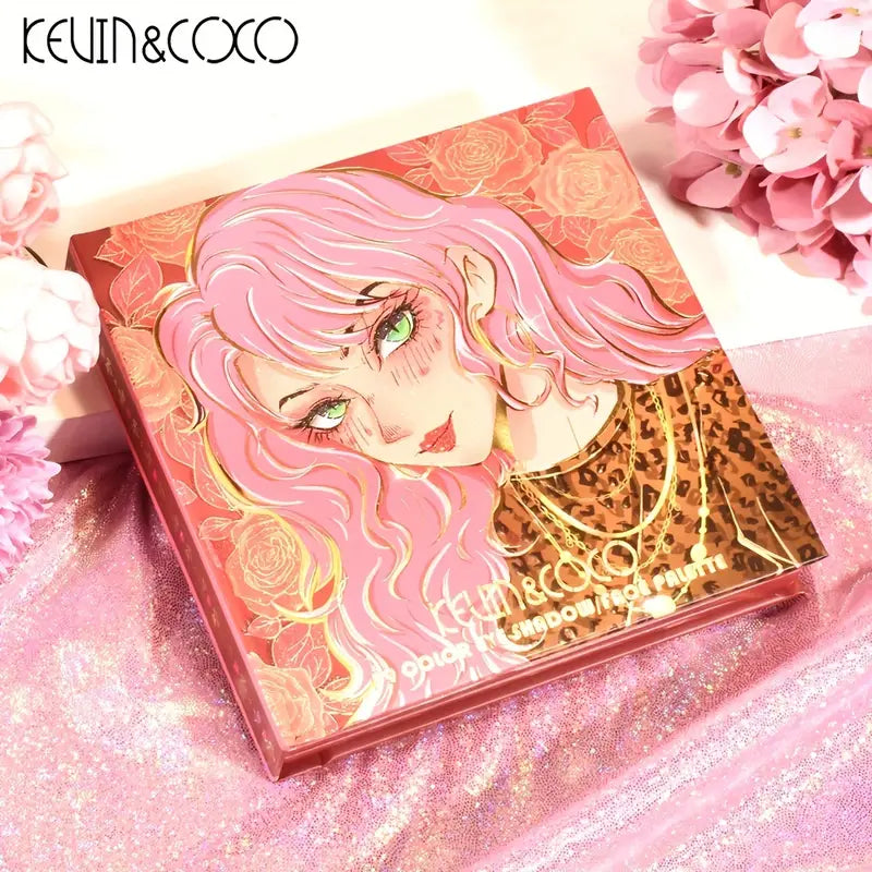 Anime Style 59 Color Eyeshadow Palette, 3 Layer Pages Turning Eyeshadow , Pearly & Matte Finish, Blush Highlighter And Contouring 3 In 1 Fluorescent Brightening Eyeshadow Powder