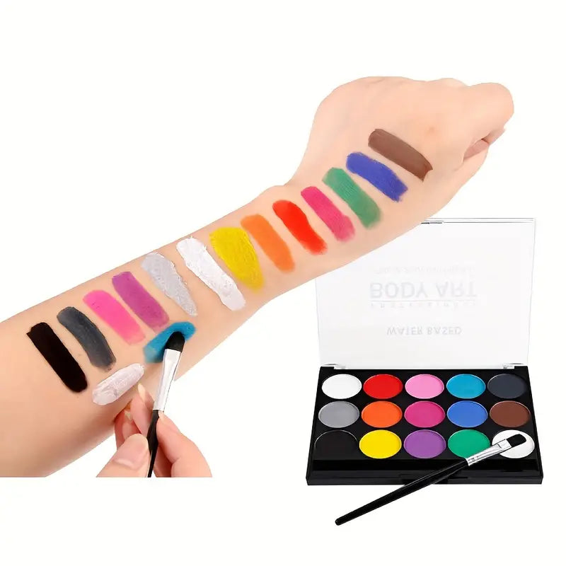 1pc Face & Body Paint, Water Activated SFX Makeup Palette Professional 15 Color Safe Non Toxic Art Painting Kit For Halloween, Cosplay, Parties, Theater & Stage