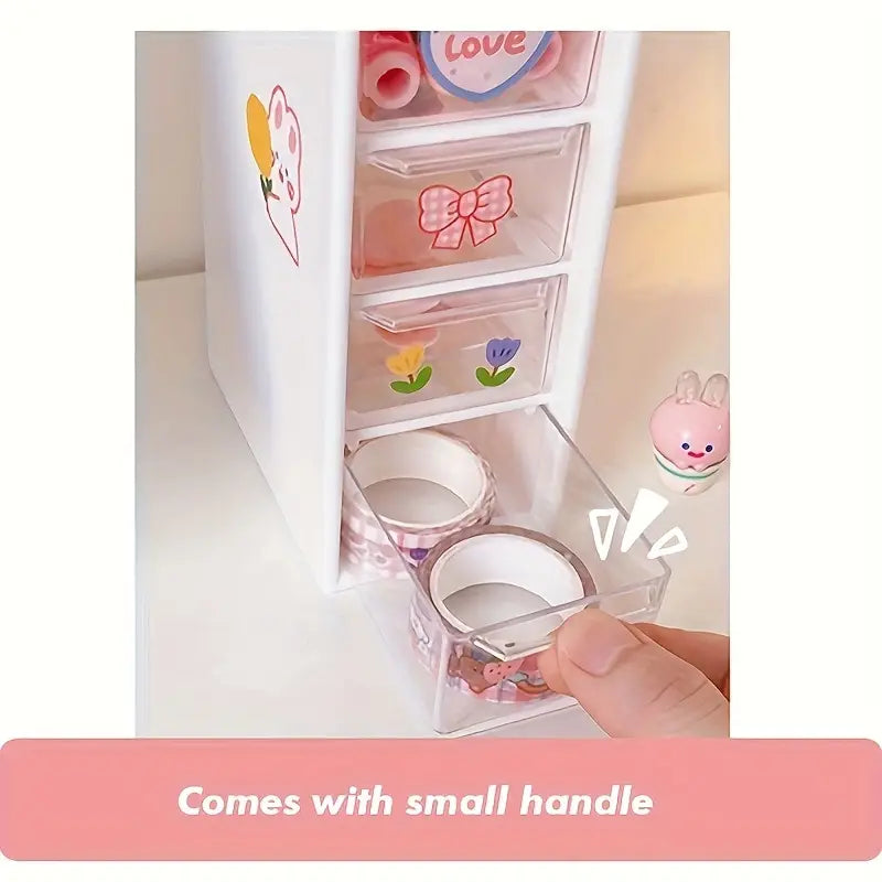 2pcs Transparent Plastic Storage Boxes With Drawers & 2 Stickers For Cosmetics, Jewelry - Portable Multi-functional Hair Clips Finishing Organizers For Tools, Accessories, Household Storage Organizer For Bedroom, Bathroom, Office, Desk, Vanity