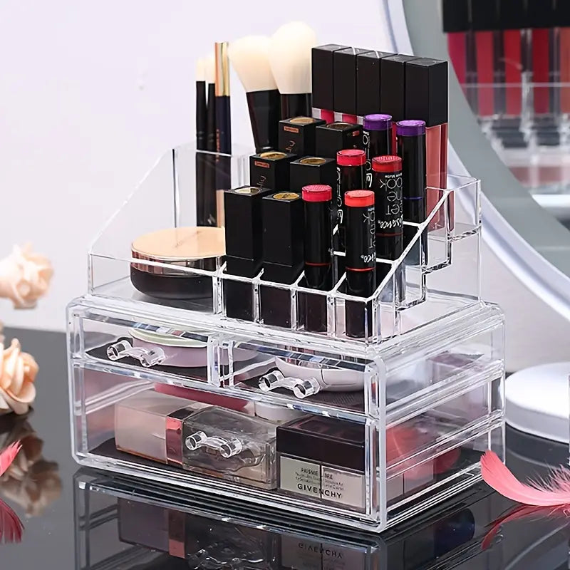 1pc Multi-layer Drawer Cosmetic Organizer, Desktop Multi-layer Shelf, Dresser Mask Lipstick Divided Organizer, Household Makeup Supplies Storage Rack